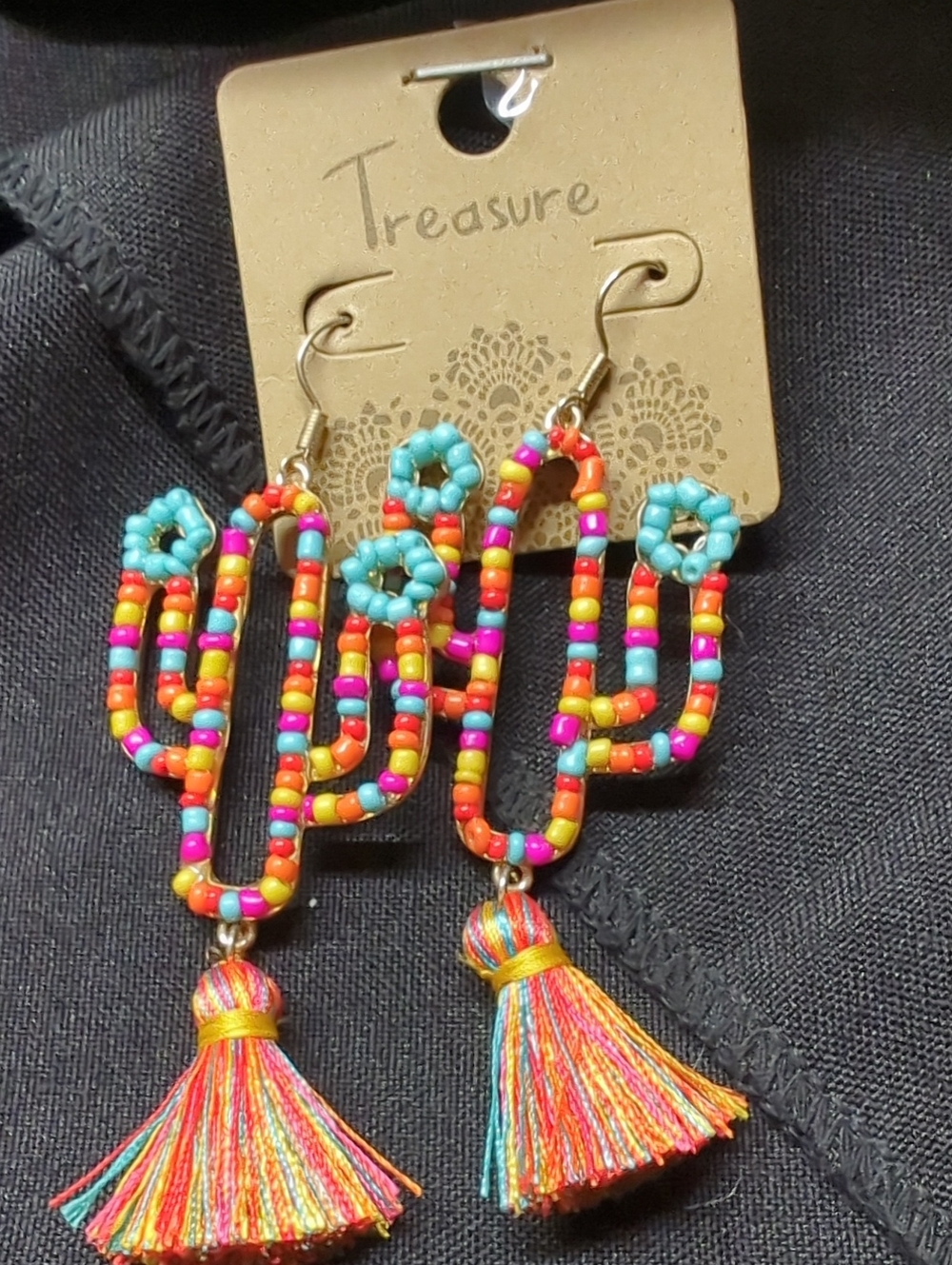 Multicolor Beaded Tassel Drop Earrings